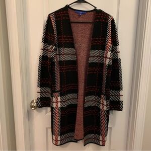 Long plaid flannel sweater cardigan